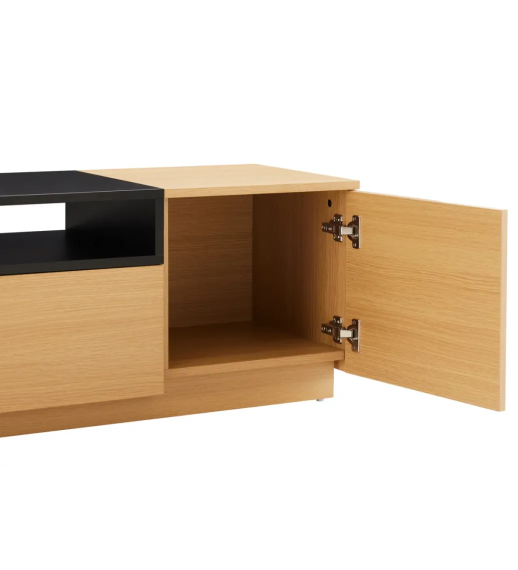 Invicta Interior Stolik pod TV LOFT 160 cm naturalna czarna