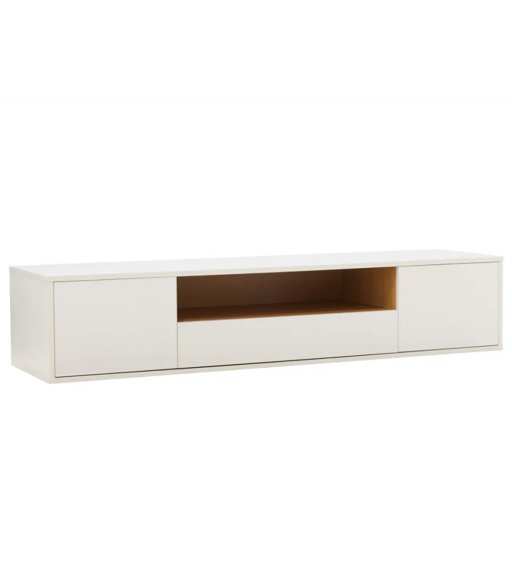 Invicta Interior Stolik pod TV LOFT wiszący 150 cm biało naturalny