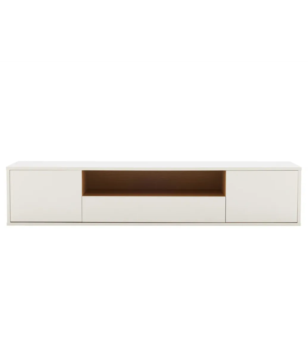 Invicta Interior Stolik pod TV LOFT wiszący 150 cm biało naturalny