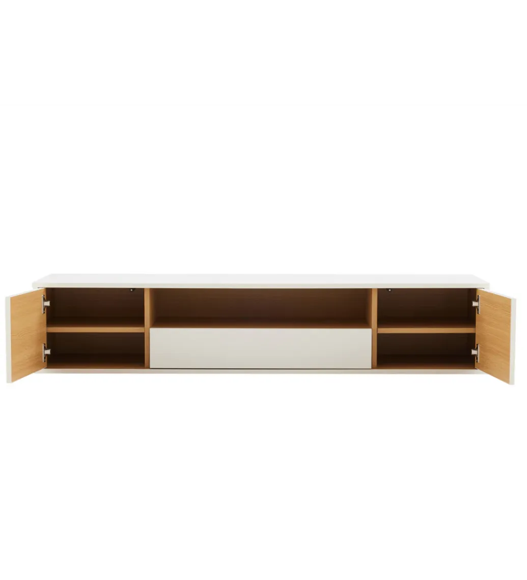 Invicta Interior Stolik pod TV LOFT wiszący 150 cm biało naturalny