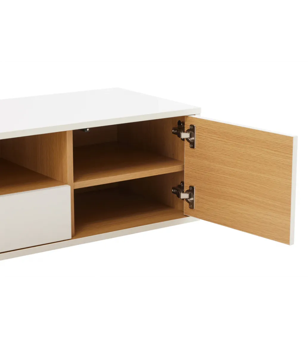 Invicta Interior Stolik pod TV LOFT wiszący 150 cm biało naturalny