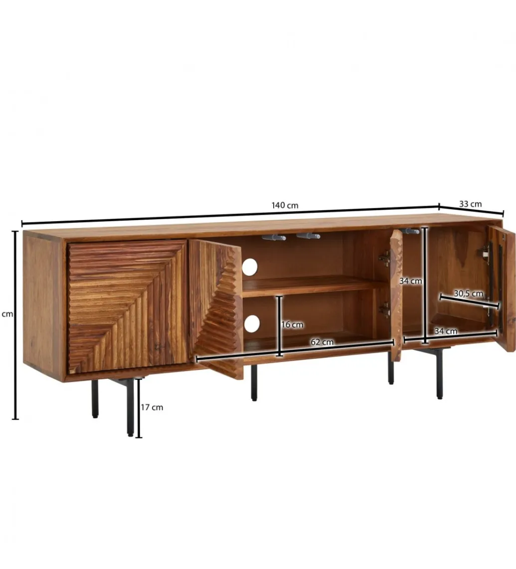 WOHNLING, GERMANY Stolik pod TV MIGUEL 140 cm drewno sheesham