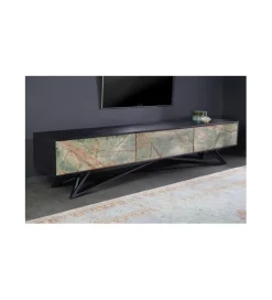 Invicta Interior Stolik pod TV MONTANAS 200 cm drewno akacja czarny