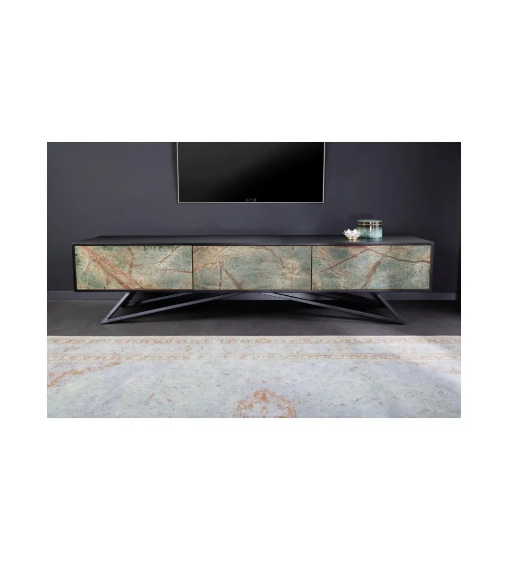 Invicta Interior Stolik pod TV MONTANAS 200 cm drewno akacja czarny