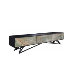 Invicta Interior Stolik pod TV MONTANAS 200 cm drewno akacja czarny