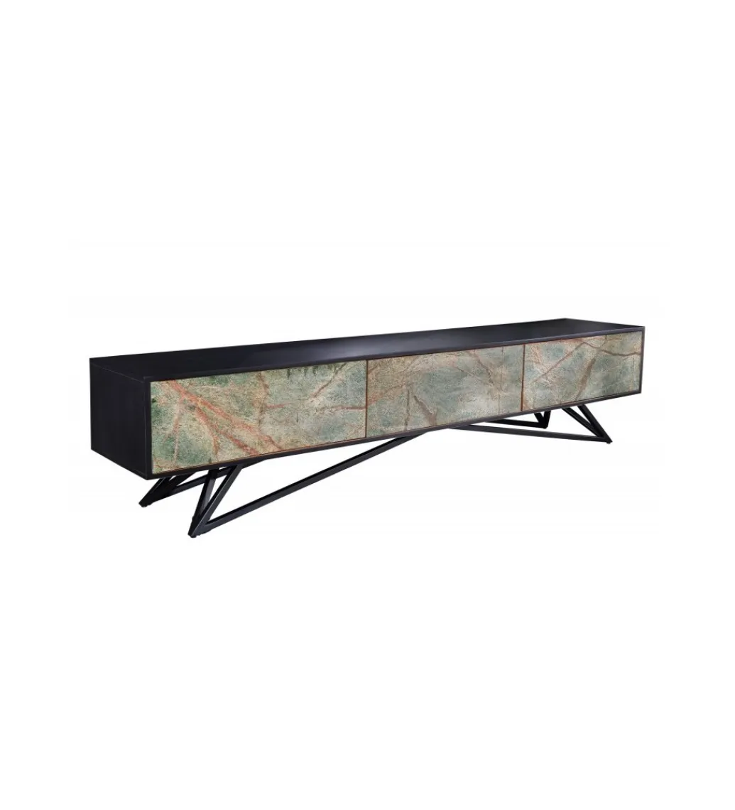 Invicta Interior Stolik pod TV MONTANAS 200 cm drewno akacja czarny