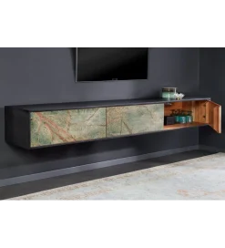 Invicta Interior Stolik pod TV MONTANAS 200 cm drewno akacja czarny