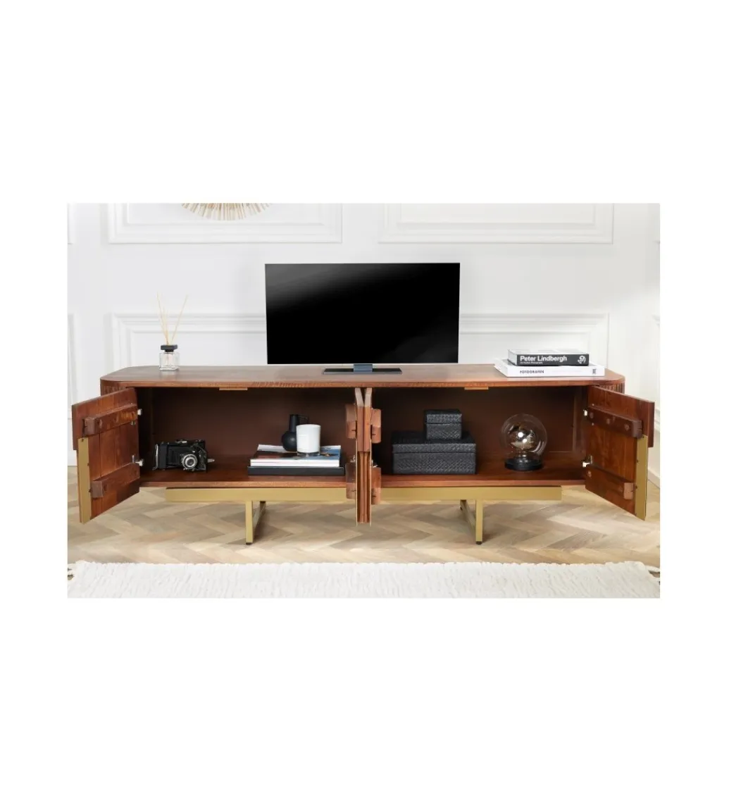 Invicta Interior Stolik pod TV NAGOJA 160 cm drewno mango brąz