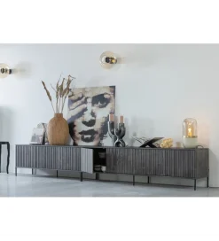 WOOOD Stolik pod TV NEW GRAVURE 150 cm drewno jesion