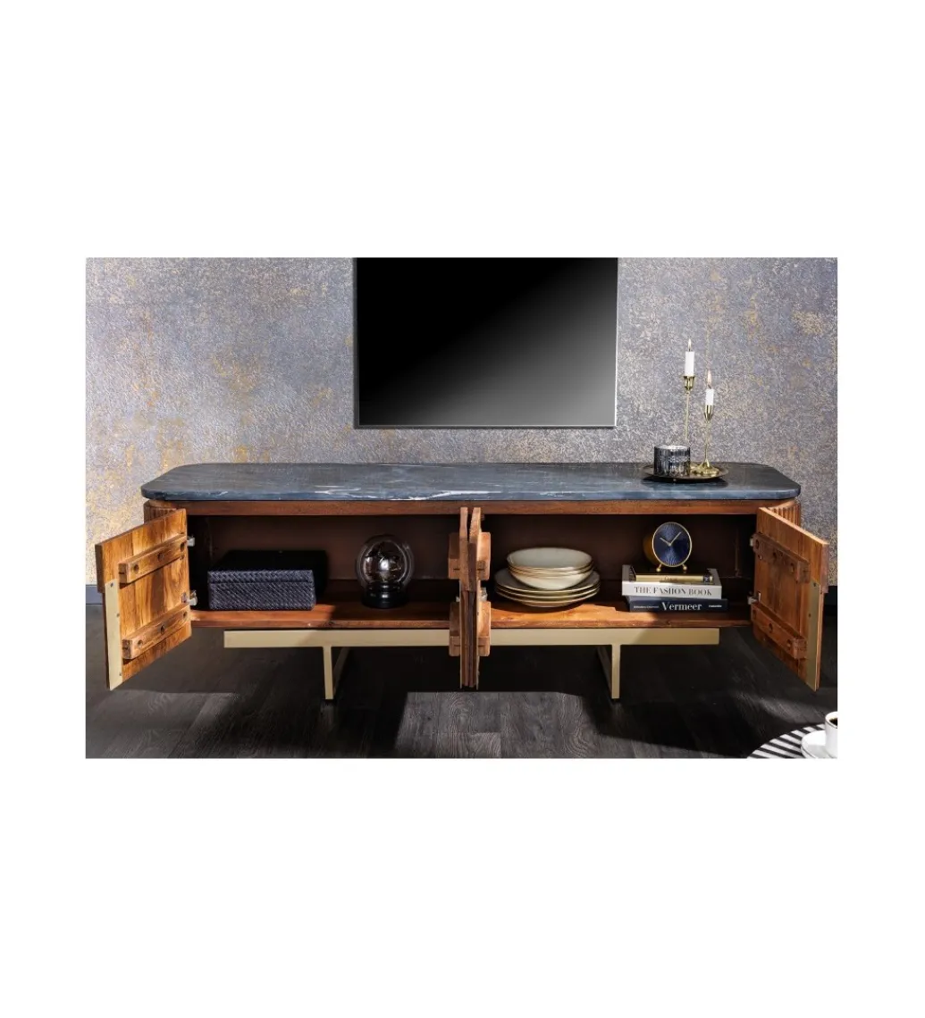 Invicta Interior Stolik pod TV NIGATA 160 cm drewno mango brąz