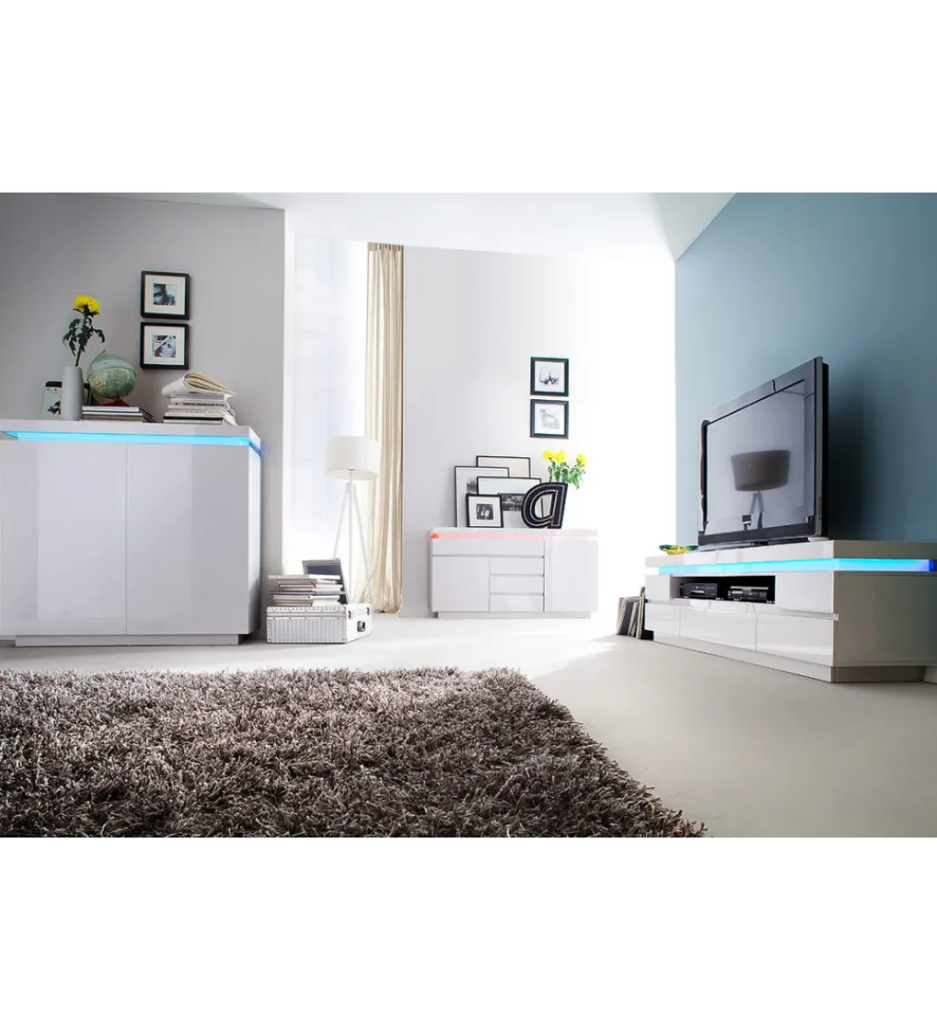 MCA Stolik pod TV OCEAN 175 cm biały z oświetleniem
