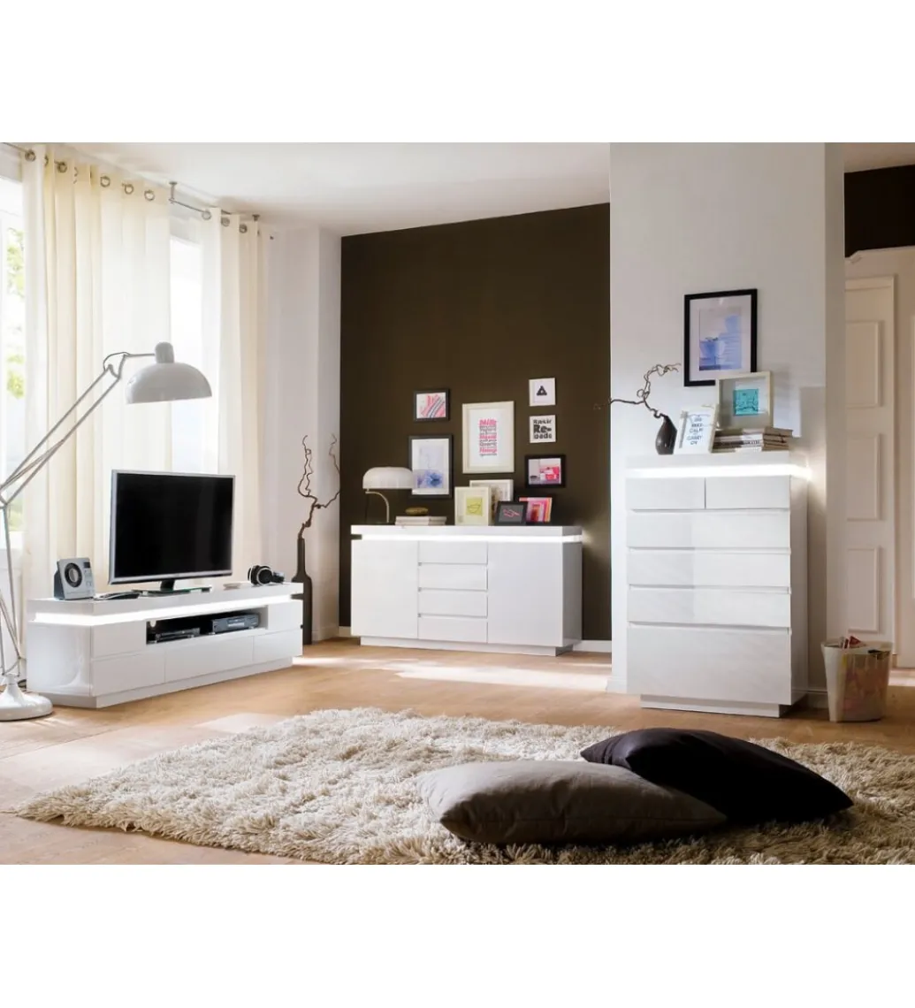 MCA Stolik pod TV OCEAN 175 cm biały z oświetleniem