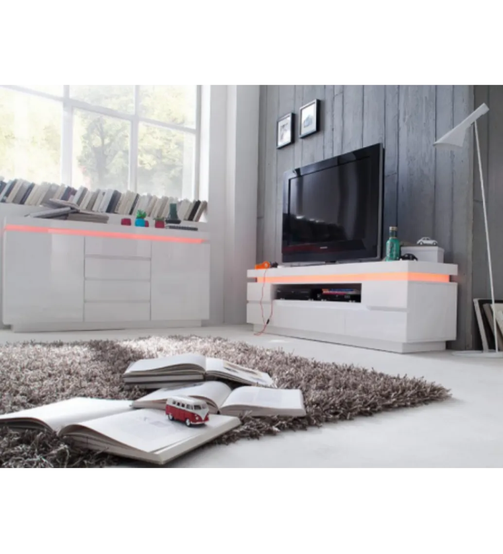 MCA Stolik pod TV OCEAN 175 cm biały z oświetleniem