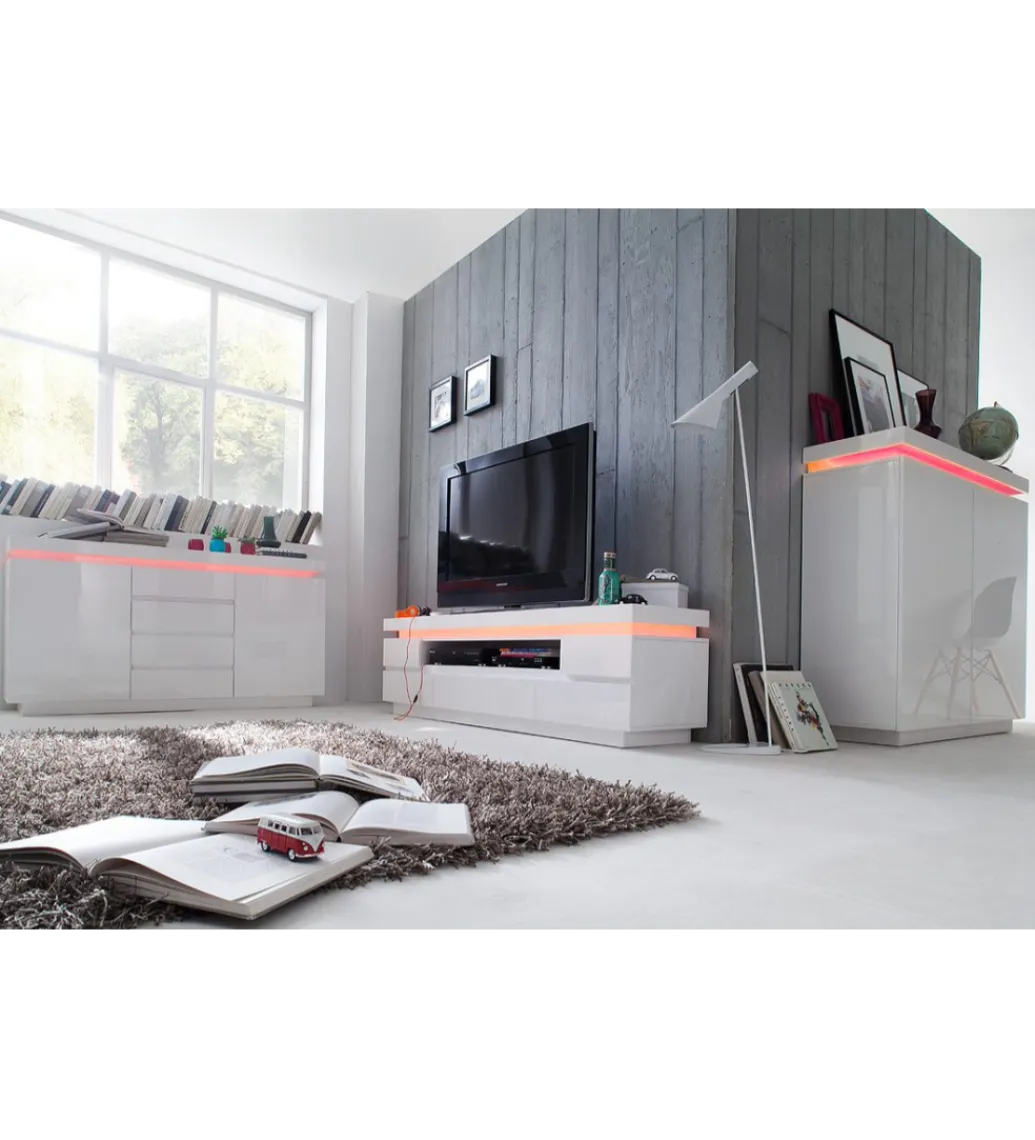 MCA Stolik pod TV OCEAN 175 cm biały z oświetleniem