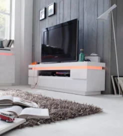 MCA Stolik pod TV OCEAN 175 cm biały z oświetleniem