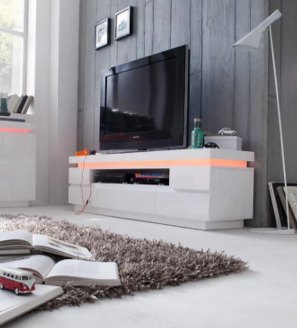 MCA Stolik pod TV OCEAN 175 cm biały z oświetleniem