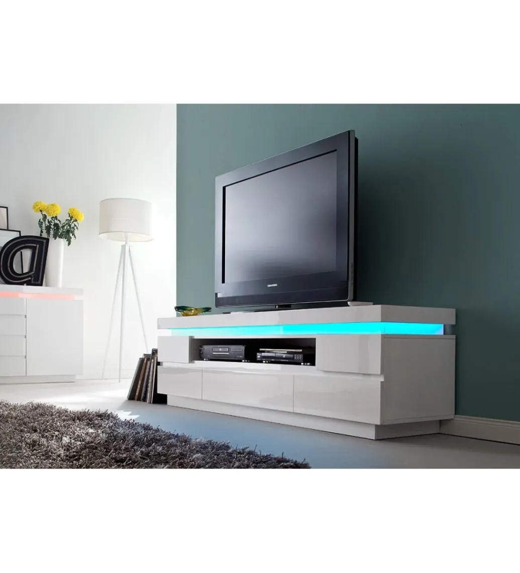 MCA Stolik pod TV OCEAN 175 cm biały z oświetleniem