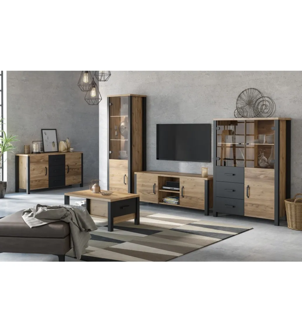 Helvetia Stolik pod Tv OLIN WM 147 cm w optyce świerku Appenzeller