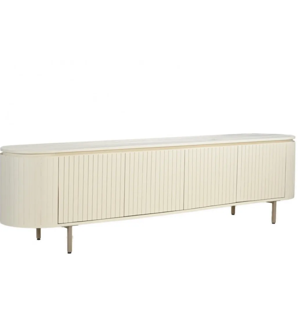 LF-Design Stolik pod TV PATOU 210 cm jasnobeżowy drewno mango