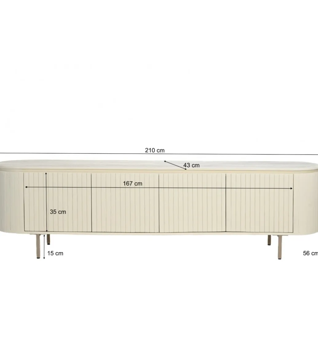 LF-Design Stolik pod TV PATOU 210 cm jasnobeżowy drewno mango