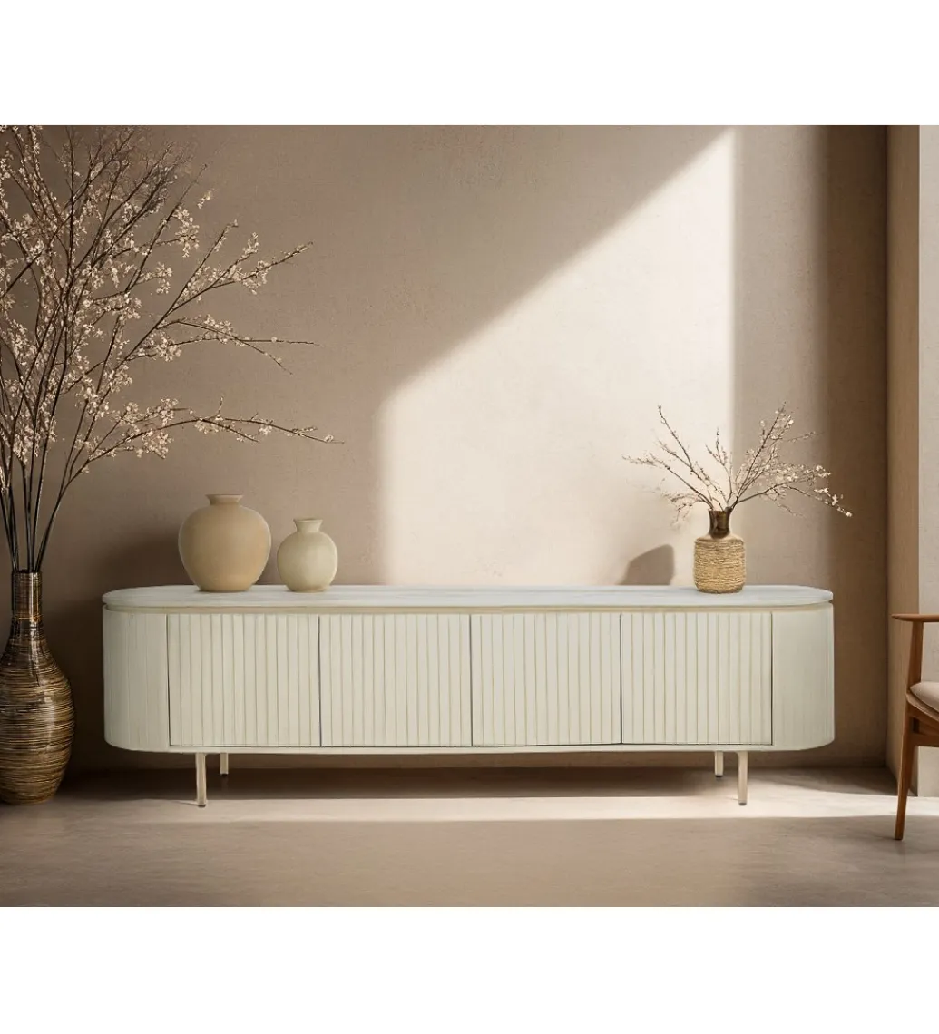 LF-Design Stolik pod TV PATOU 210 cm jasnobeżowy drewno mango