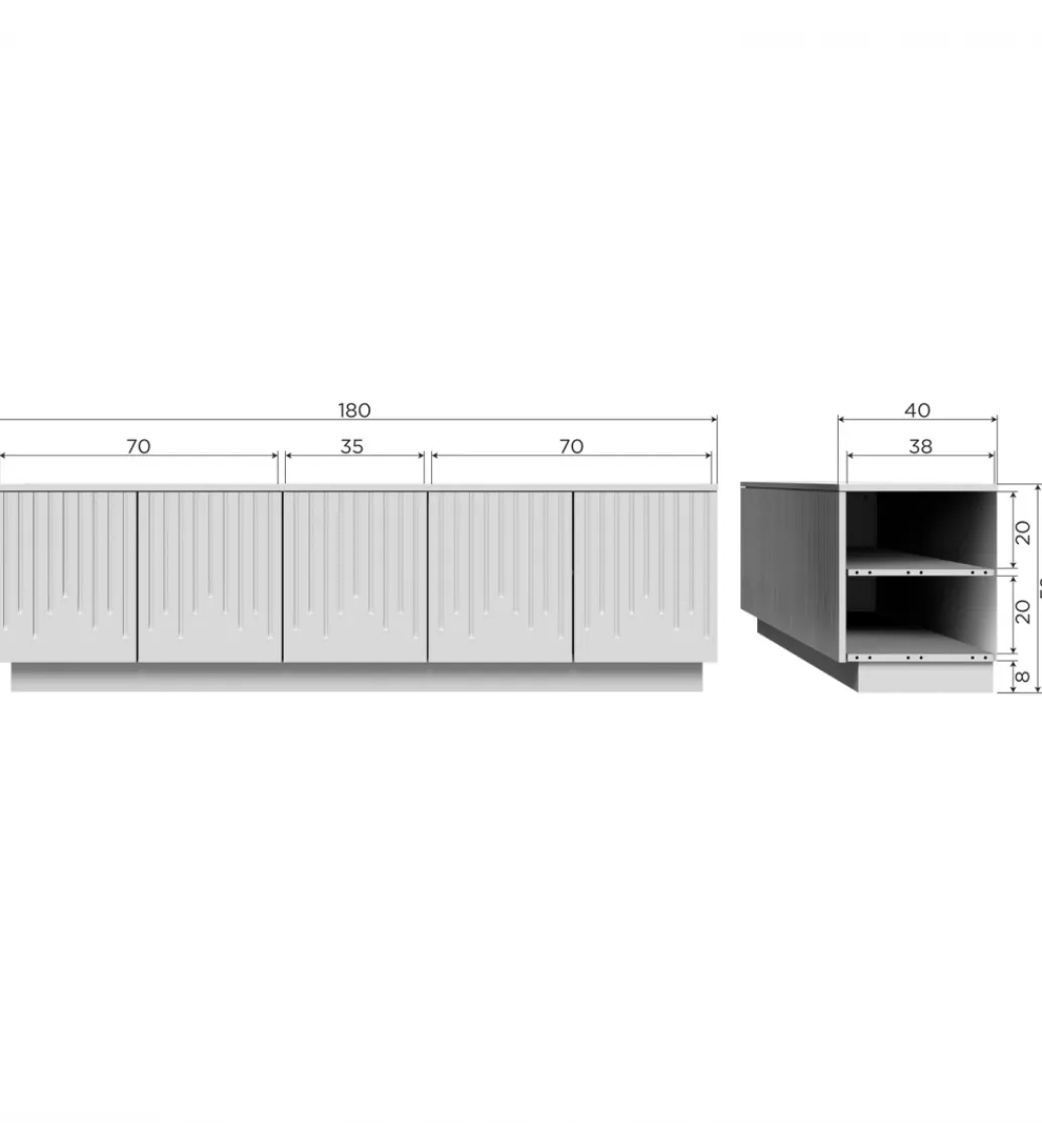 WOOOD Stolik pod TV PENCIL drewno sosny mist