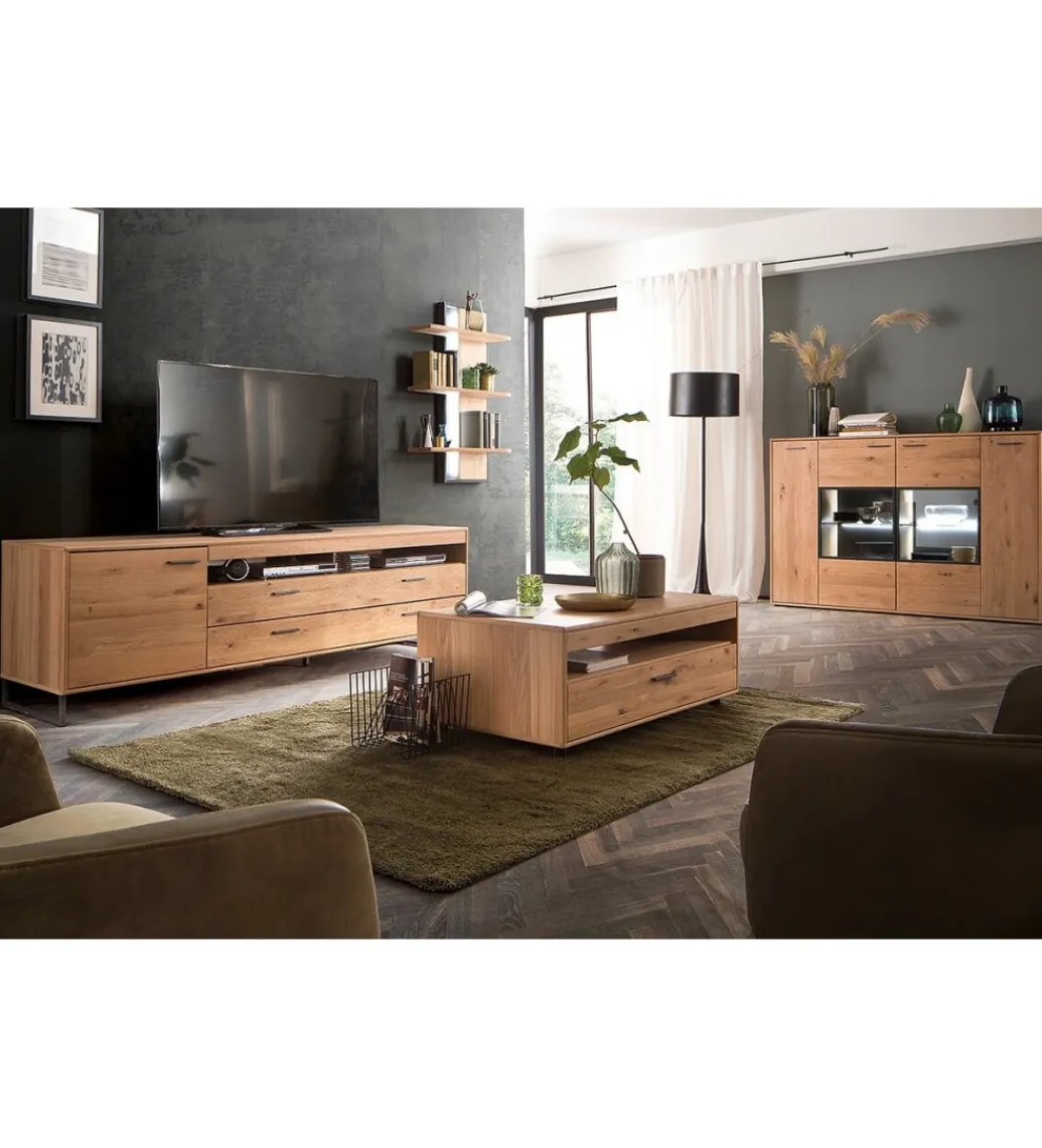 MCA Stolik pod TV PORTLAND 224 cm dębowy