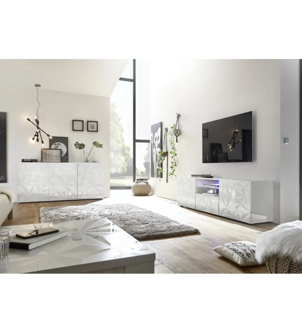 MCA Linia Włoska Stolik pod TV PRISMA 180 cm biały