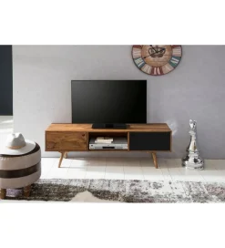 WOHNLING, GERMANY Stolik pod TV REPA 140 cm drewno sheesham czarny