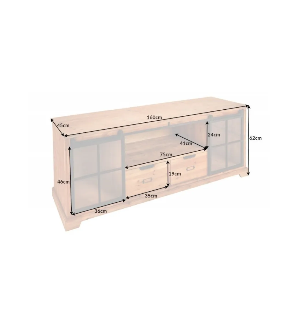 Invicta Interior Stolik pod TV RETAGIO 160 cm drewno jodła