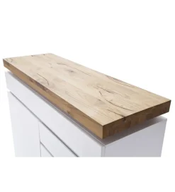 MCA Stolik Pod TV ROMINA 175 Cm Biały Z Dębowym Blatem
