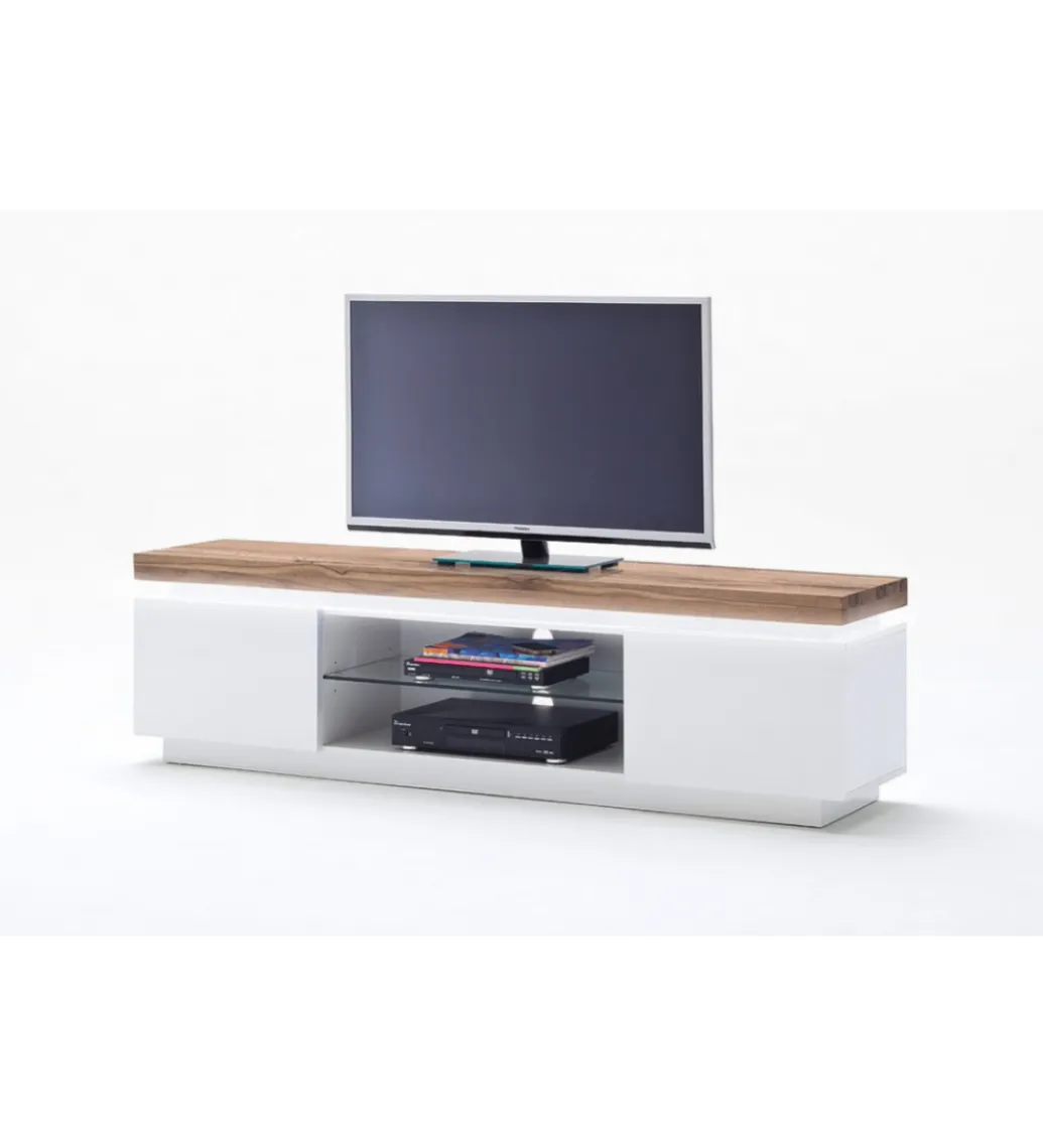 MCA Stolik Pod TV ROMINA 175 Cm Biały Z Dębowym Blatem