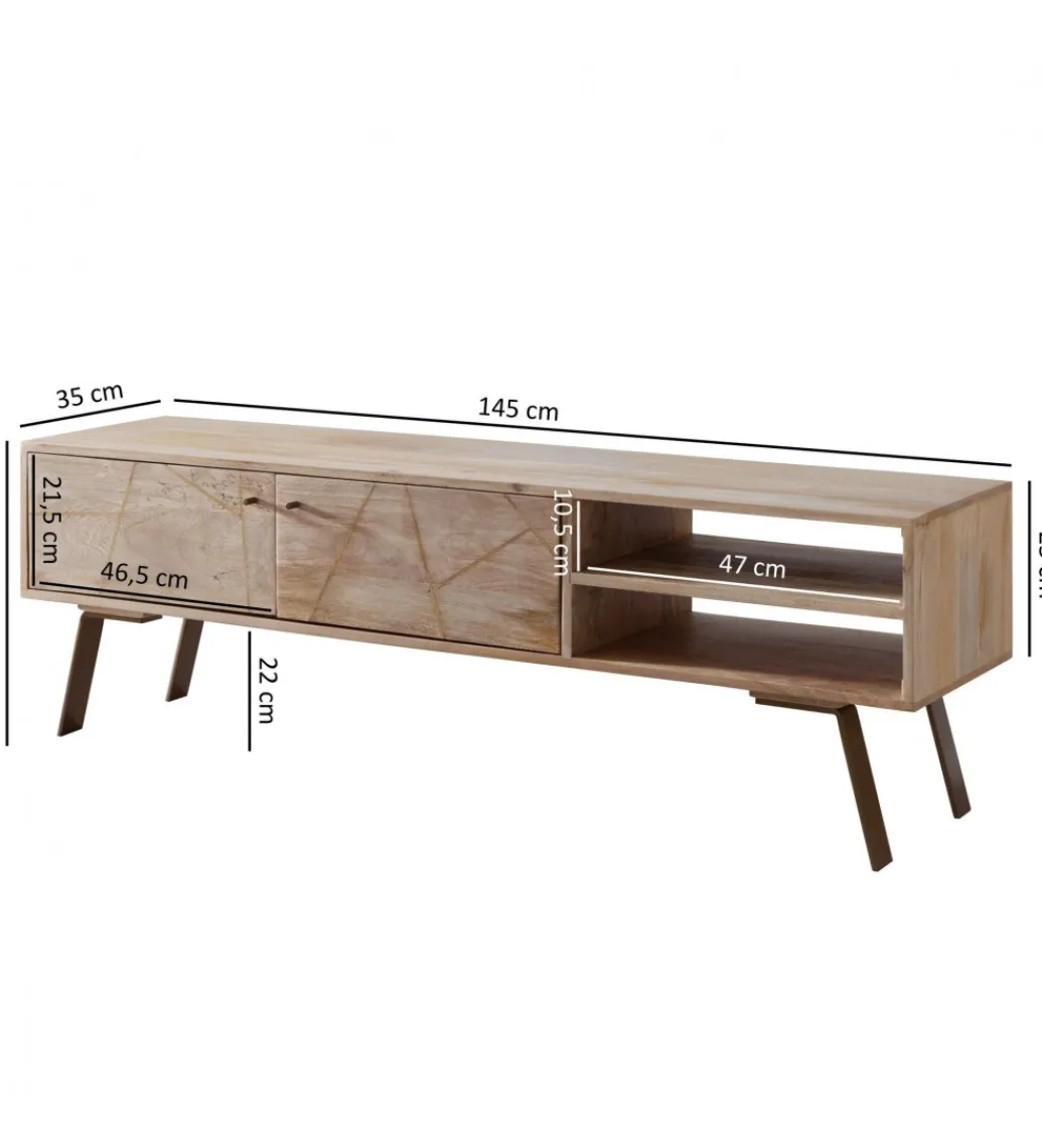 WOHNLING, GERMANY Stolik pod TV SIKAR 145 cm drewno mango