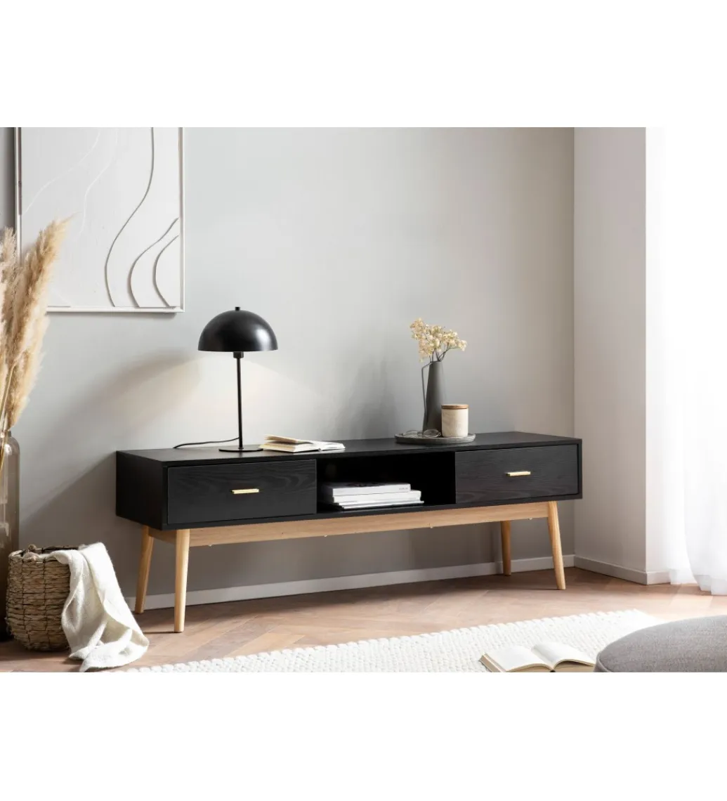 WOHNLING, GERMANY Stolik pod TV STILER 150 cm czarny