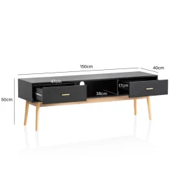 WOHNLING, GERMANY Stolik pod TV STILER 150 cm czarny