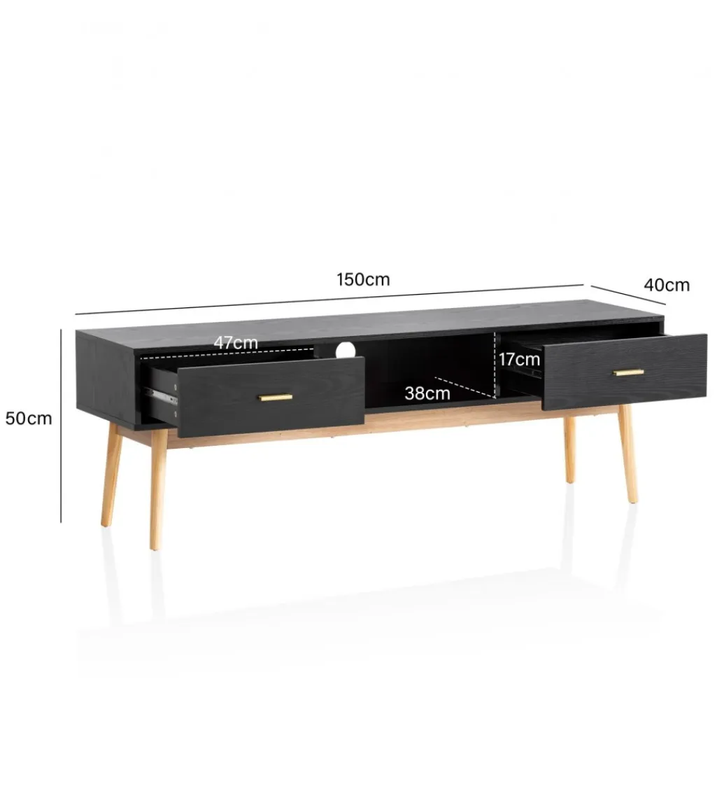 WOHNLING, GERMANY Stolik pod TV STILER 150 cm czarny
