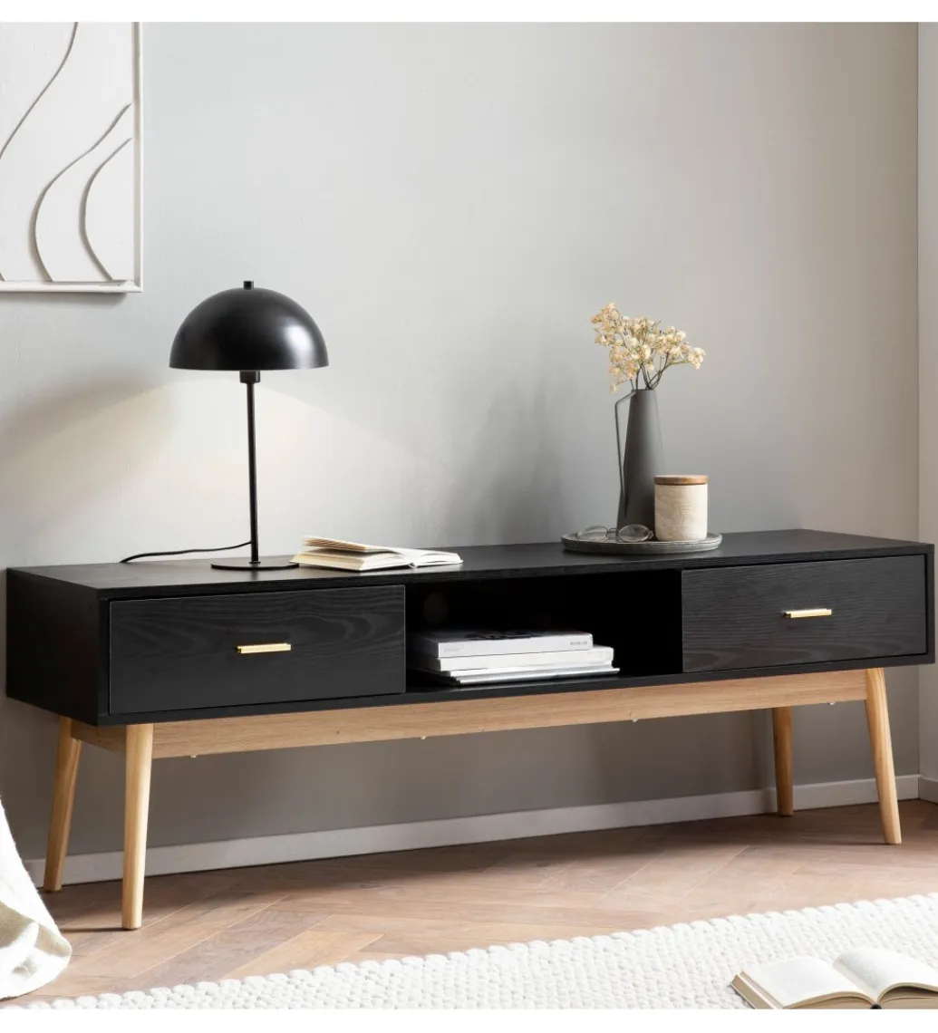 WOHNLING, GERMANY Stolik pod TV STILER 150 cm czarny