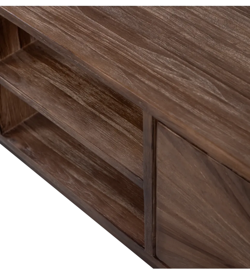 WOOOD Stolik pod TV SUN 200 cm drewno teak brązowy