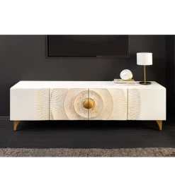 Invicta Interior Stolik pod TV SWEET GOLDEN SUNSET 180 cm drewno mango biała