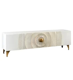 Invicta Interior Stolik pod TV SWEET GOLDEN SUNSET 180 cm drewno mango biała