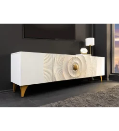 Invicta Interior Stolik pod TV SWEET GOLDEN SUNSET 180 cm drewno mango biała