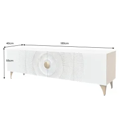 Invicta Interior Stolik pod TV SWEET GOLDEN SUNSET 180 cm drewno mango biała