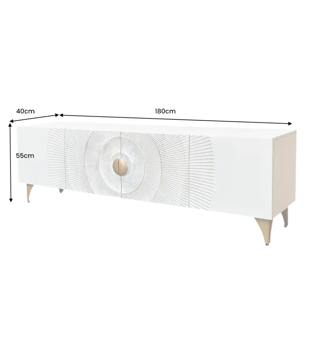 Invicta Interior Stolik pod TV SWEET GOLDEN SUNSET 180 cm drewno mango biała