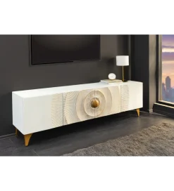 Invicta Interior Stolik pod TV SWEET GOLDEN SUNSET 180 cm drewno mango biała