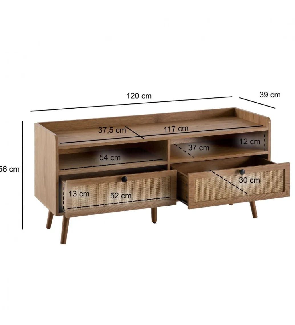WOHNLING, GERMANY Stolik pod TV TAMI 120 cm w optyce dębu