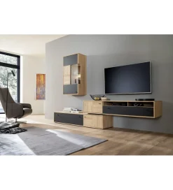 MCA Stolik pod TV VALENCIA 306 cm antracytowo naturalny
