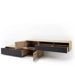 MCA Stolik pod TV VALENCIA 306 cm antracytowo naturalny
