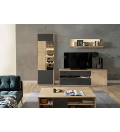 MCA Stolik pod TV VALENCIA 184 cm antracytowo naturalny
