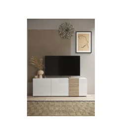 MCA Linia Włoska Stolik pod TV VENUS 181 cm biały z dodatkiem koloru dąb Cadiz