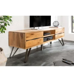 Invicta Interior Stolik pod TV VIVENTE Living Edge 160 cm drewno dąb dziki